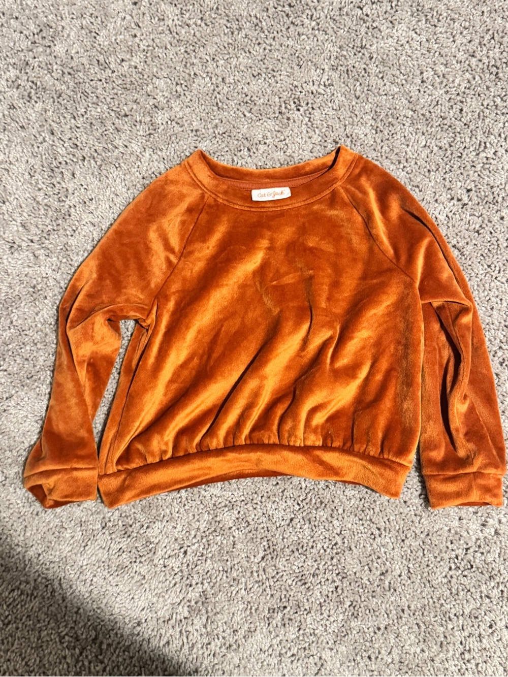 Cat & Jack Plush Velvet Crewneck Sweater - Orange Rust
